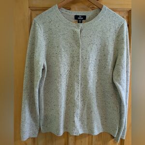 Land's End Cashmere Light Gray Button-Up Cardigan Size 10-12 Petite/Medium New!